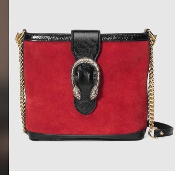 Gucci Dionysus Bucket Red Suede Shoulder Bag - Picture 1 of 8